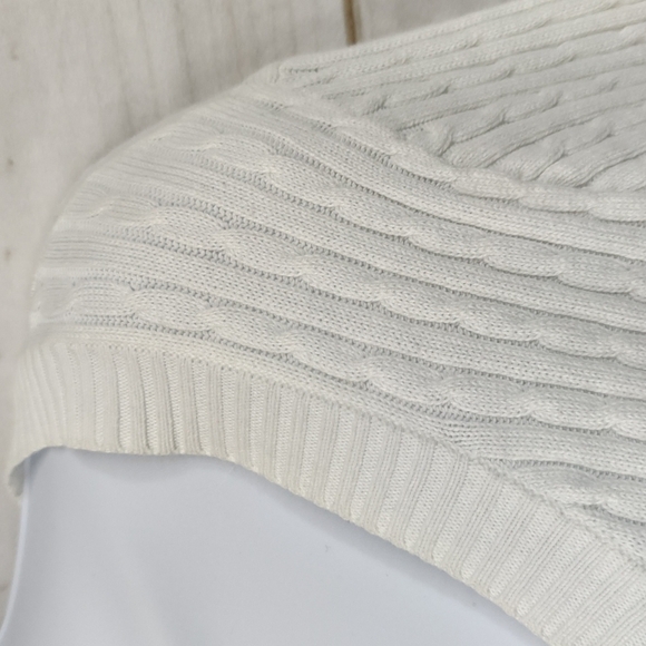 𝅺willi Smith White Cable Knit Cardigan Button-Up 3/4 Sleeve Sweater Size Medium - Picture 6 of 13